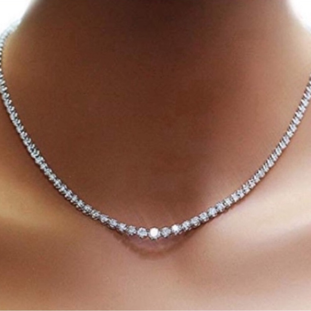 18k Solitaire Tennis Necklace